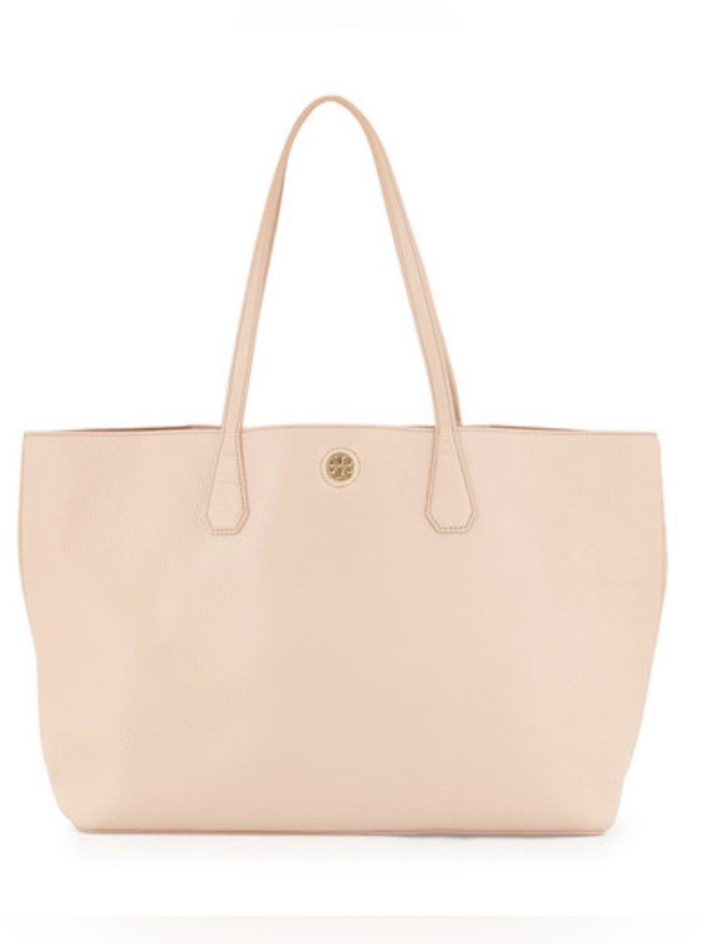 Tory Burch Perry Pebbled Leather Tote In Blush Pink